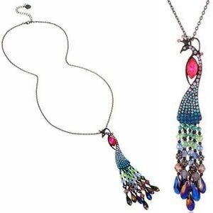 Betsy Johnson Peacock 20s Flapper Necklace $75 NWT